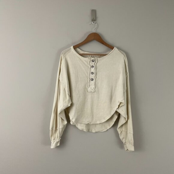 Free People We The Free Melodi Henley Top in Cream Size Small - Picture 1 of 6